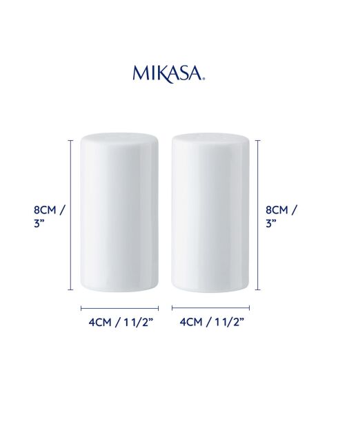 Salière & Poivrière en Porcelaine Mikasa Chalk blanc -  8x4x8 cm