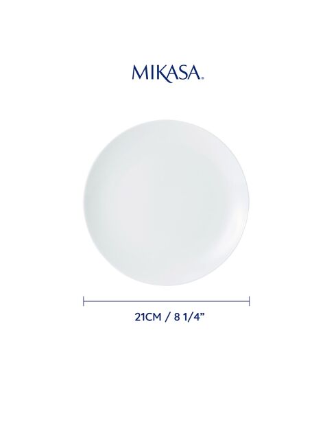 4 bijborden van Mikasa Chalk wit porselein - D.21 cm