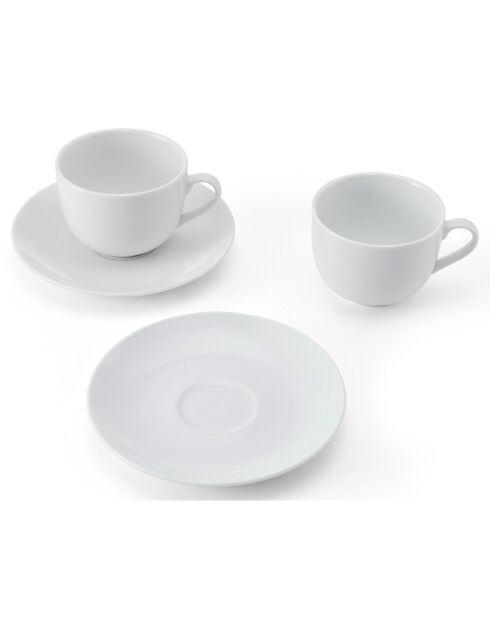 Mikasa Chalk Teetassen und Untertassen aus weißem Porzellan, 220 ml, 2 Stück