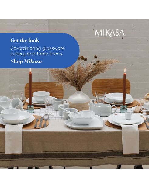 Mikasa Chalk Teetassen und Untertassen aus weißem Porzellan, 220 ml, 2 Stück