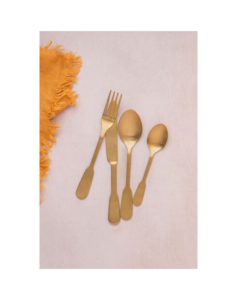 Set de couverts en acier inoxydable doré - 16 pièces