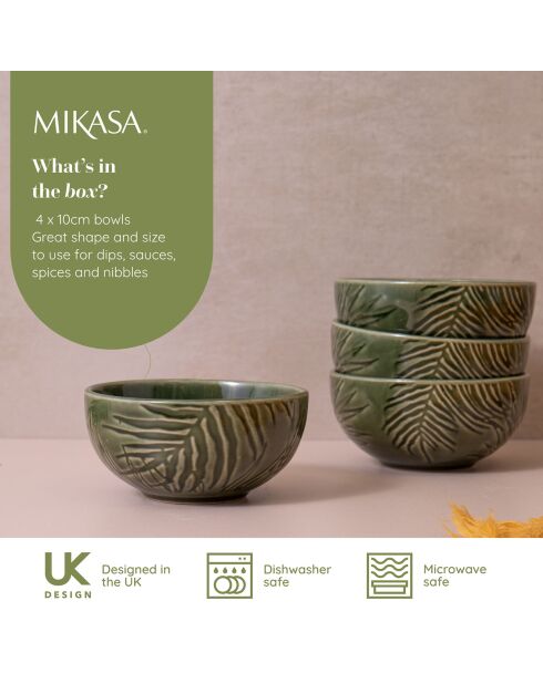 4 Bols Mikasa Jardin Mikasa Jardin verts -  D.10x5 cm