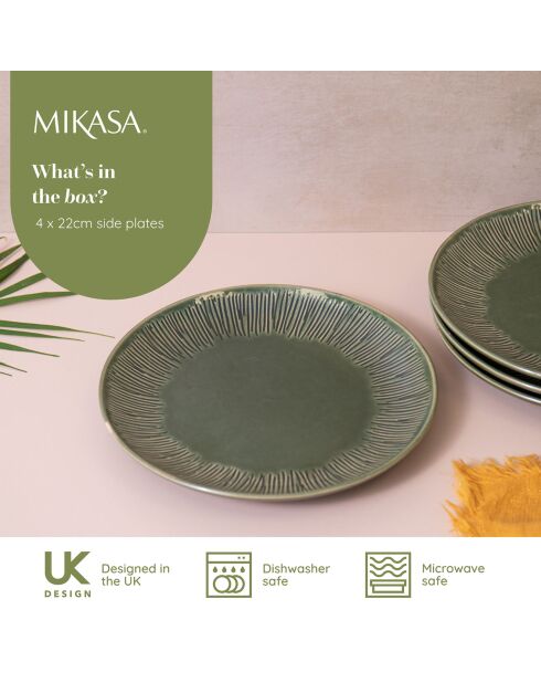 4 Assiettes à dessert Mikasa Jardin Mikasa Jardin vertes -  D.21 cm