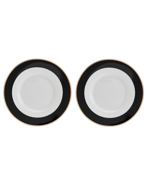 2 Tasses à thé et soucoupes Mikasa Luxe noir/blanc -  200 ml