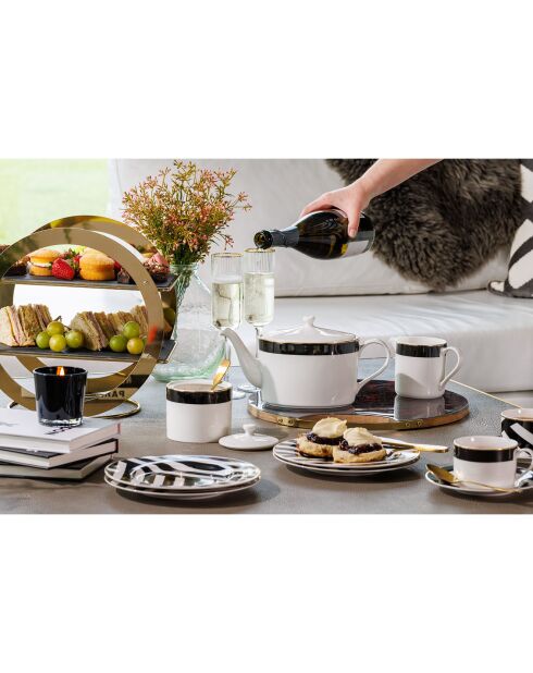 2 Tasses à thé et soucoupes Mikasa Luxe noir/blanc -  200 ml