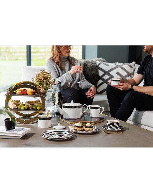 2 Tasses à thé et soucoupes Mikasa Luxe noir/blanc -  200 ml