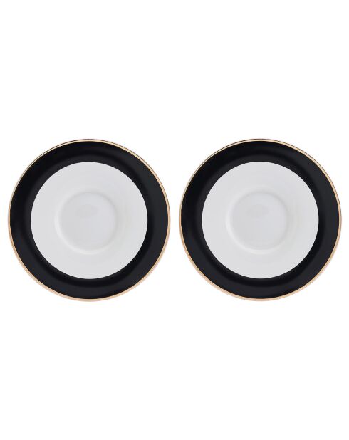 2 Tasses à espresso & Soucoupes noir/blanc - 100 ml