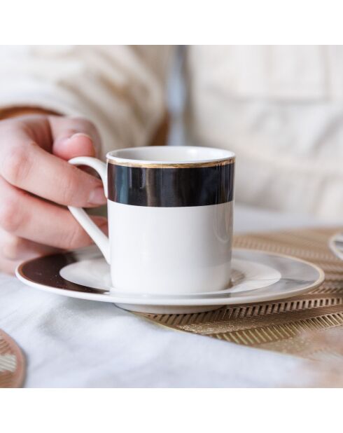 2 Tasses à espresso & Soucoupes noir/blanc - 100 ml