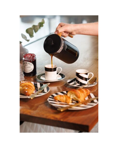 2 Tasses à espresso & Soucoupes noir/blanc - 100 ml