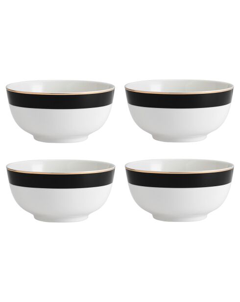 4 Mikasa Luxe zwart/witte schalen - D.14x7 cm