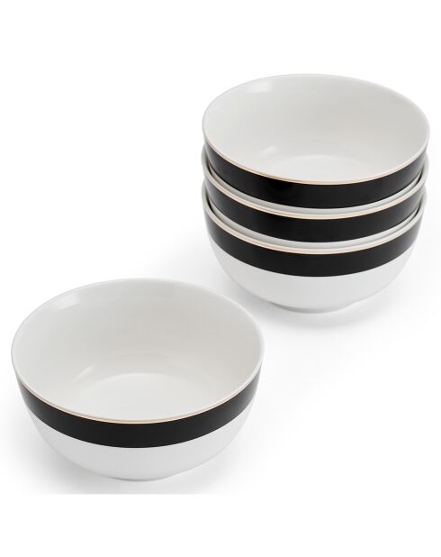 4 Bols Mikasa Luxe noir/blanc -  D.14x7 cm
