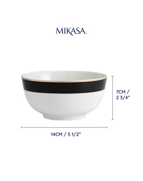 4 Mikasa Luxe zwart/witte schalen - D.14x7 cm