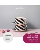 2 Tasses à thé et soucoupes Mikasa Luxe noir/blanc -  200 ml