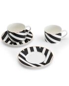 2 Tasses à thé et soucoupes Mikasa Luxe noir/blanc -  200 ml