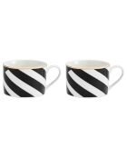 2 Tasses à thé et soucoupes Mikasa Luxe noir/blanc -  200 ml