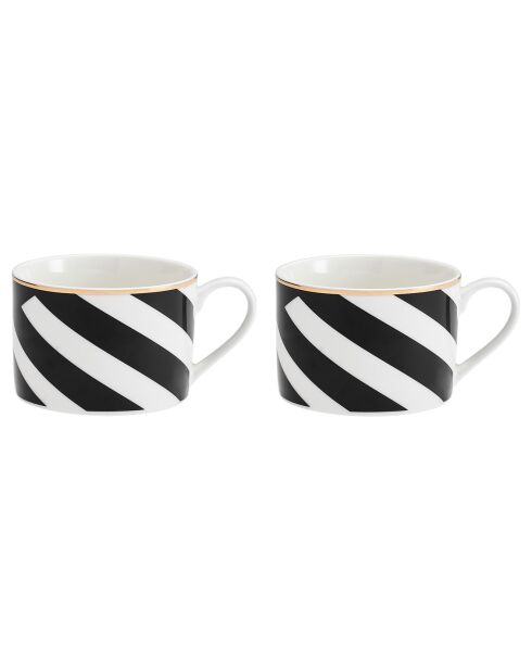 2 Tasses à thé et soucoupes Mikasa Luxe noir/blanc -  200 ml