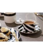2 Tasses à thé et soucoupes Mikasa Luxe noir/blanc -  200 ml