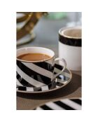 2 Tasses à thé et soucoupes Mikasa Luxe noir/blanc -  200 ml