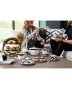 2 Tasses à thé et soucoupes Mikasa Luxe noir/blanc -  200 ml