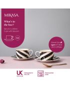 2 Tasses à thé et soucoupes Mikasa Luxe noir/blanc -  200 ml