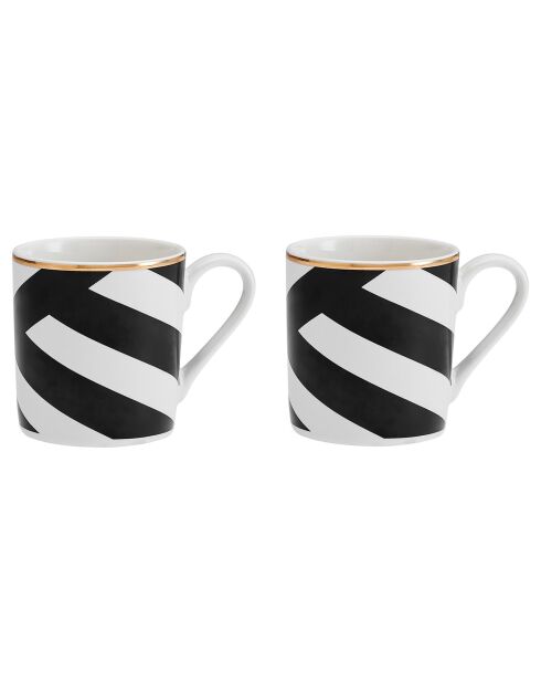 2 Tasses et soucoupes à expresso Mikasa Luxe noir/blanc -  100 ml