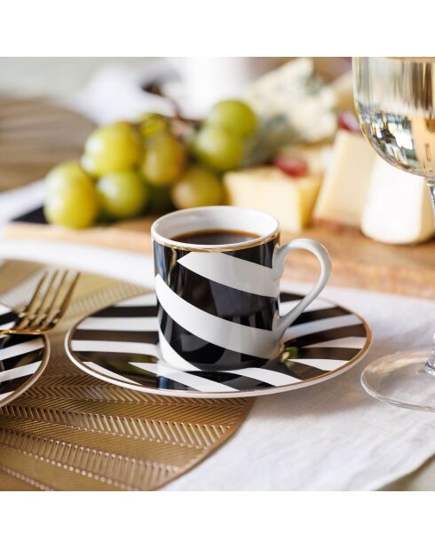 2 Tasses et soucoupes à expresso Mikasa Luxe noir/blanc -  100 ml