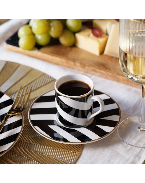 2 Tasses et soucoupes à expresso Mikasa Luxe noir/blanc -  100 ml