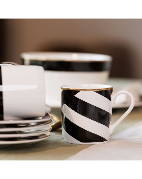 2 Tasses et soucoupes à expresso Mikasa Luxe noir/blanc -  100 ml
