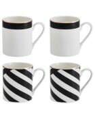 4 Tasses Mikasa Luxe noir/blanc -  100 ml