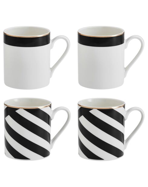 4 Tasses Mikasa Luxe noir/blanc -  100 ml