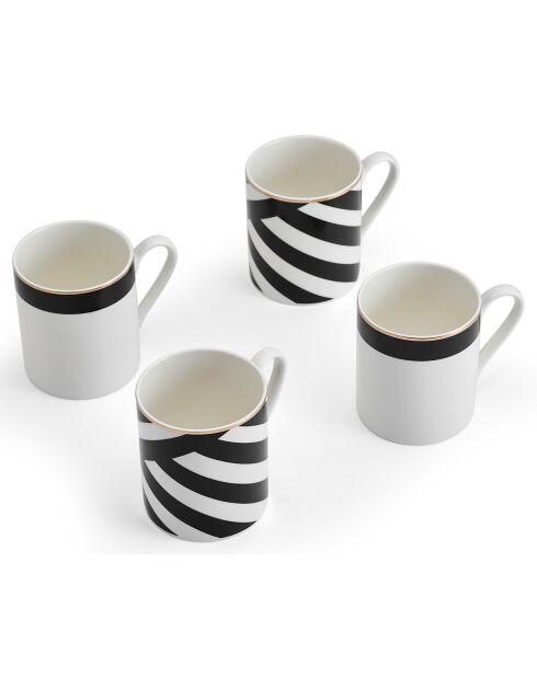 4 Tasses Mikasa Luxe noir/blanc -  100 ml
