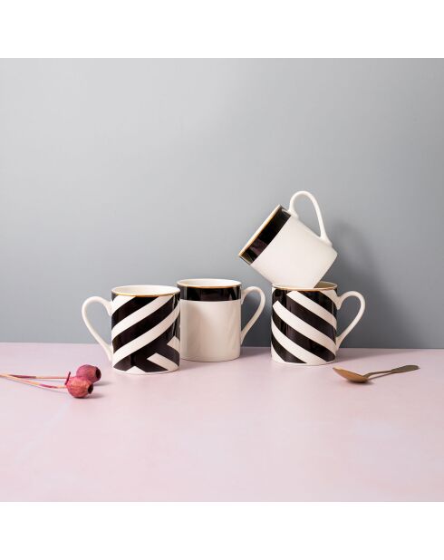 4 Tasses Mikasa Luxe noir/blanc -  100 ml