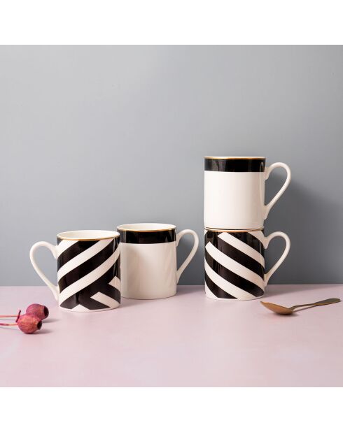 4 Tasses Mikasa Luxe noir/blanc -  100 ml