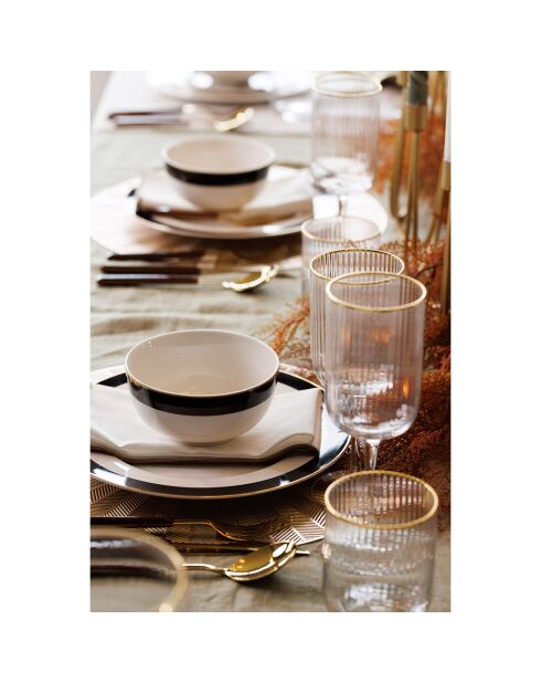 4 Assiettes plates Mikasa Luxe noir/blanc -  D.27.5 cm