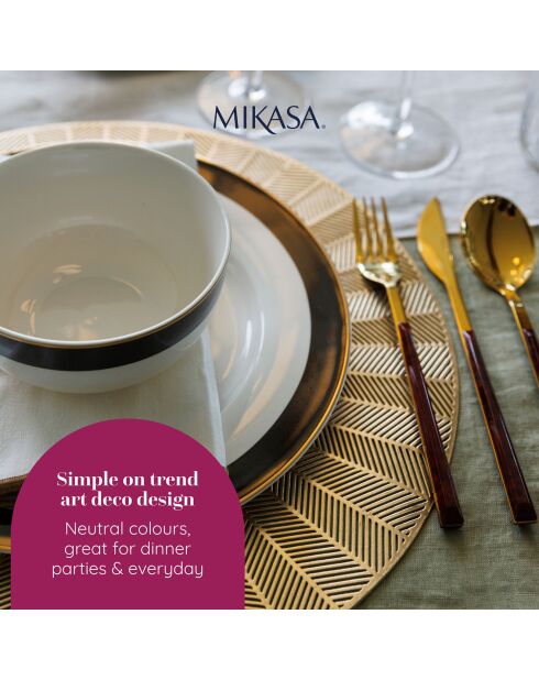 4 Assiettes plates Mikasa Luxe noir/blanc -  D.27.5 cm