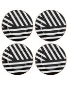 4 Assiettes plates Mikasa Luxe noir/blanc - D.21 cm
