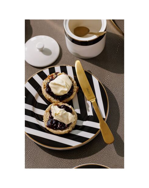 4 Assiettes plates Mikasa Luxe noir/blanc - D.21 cm