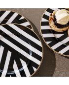 4 Assiettes plates Mikasa Luxe noir/blanc - D.21 cm