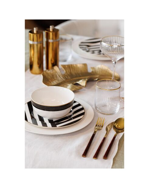 4 Assiettes plates Mikasa Luxe noir/blanc - D.21 cm