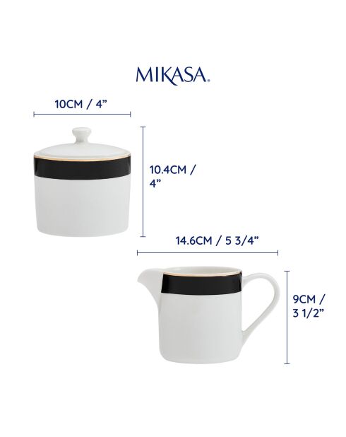 Sucrier et crémier Mikasa Luxe noir/blanc