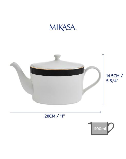 Mikasa Luxe schwarz/weiße Teekanne - 1100 ml