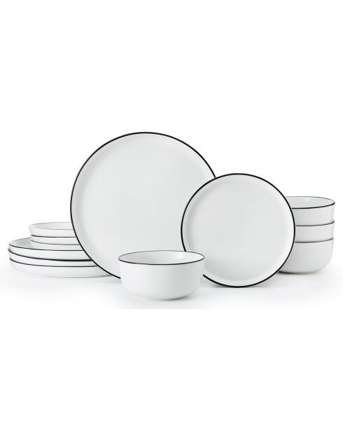 Juego de vajilla de porcelana blanca - 12 piezas
