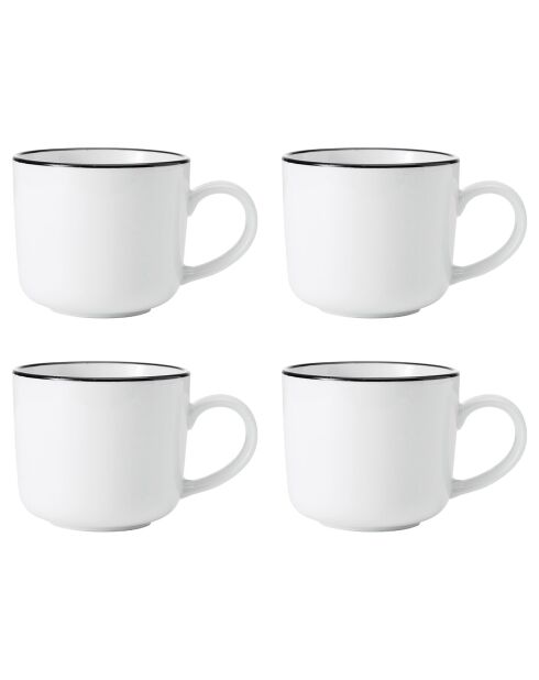 4 Tasses en Porcelaine blanches -  360 ml