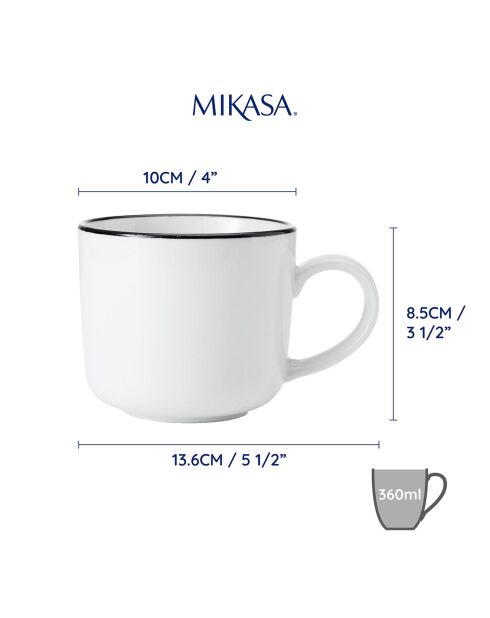 4 Tasses en Porcelaine blanches -  360 ml