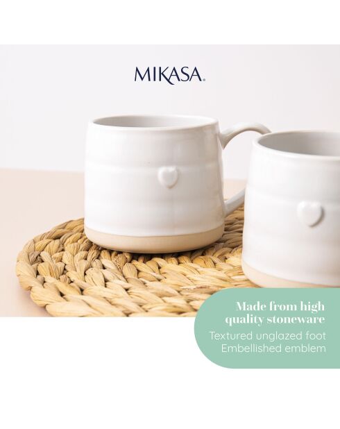 2 Tasses en grès blanches -  D.28 cm
