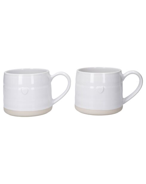 2 Tasses en grès blanches -  D.28 cm
