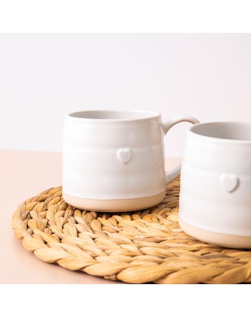 2 Tasses en grès blanches -  D.28 cm
