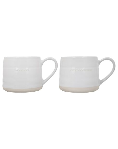 2 Tasses en grès blanches -  D.28 cm