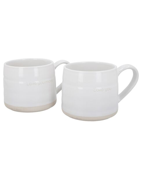 2 Tasses en grès blanches -  D.28 cm
