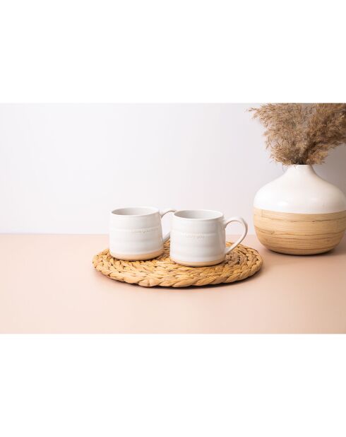 2 Tasses en grès blanches -  D.28 cm